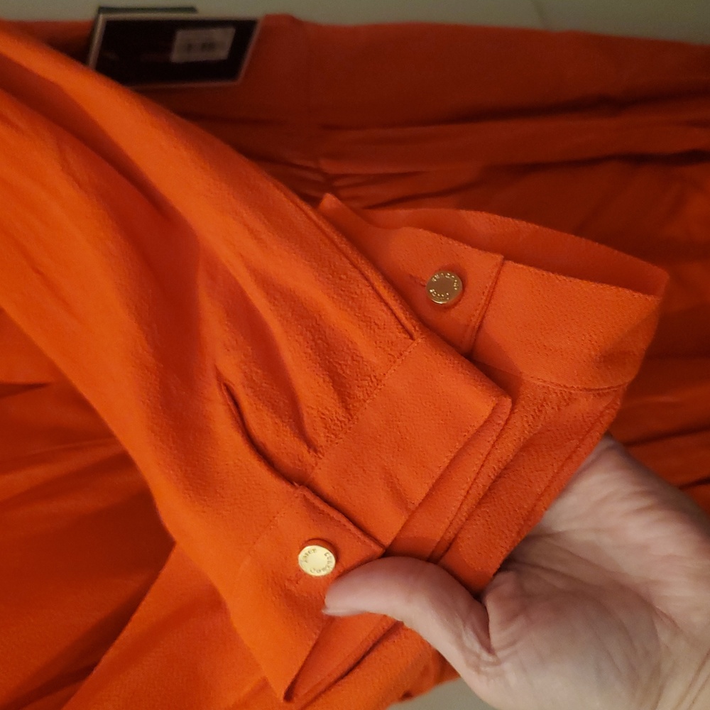 NWT Juicy Couture Orange Blouson Crepe 3/4 Sleeves Edith Dress Size 10 NWT - Picture 6 of 10